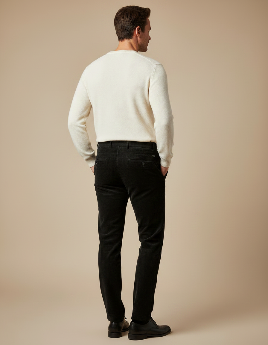 Pantalon En Velours Cotele - Noir Cordé - vue 2