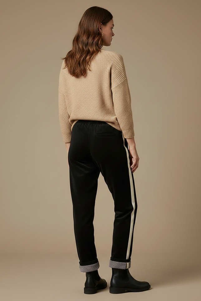 Pantalon Velours Noir Ample Doublé Chaud Femme - vue 2