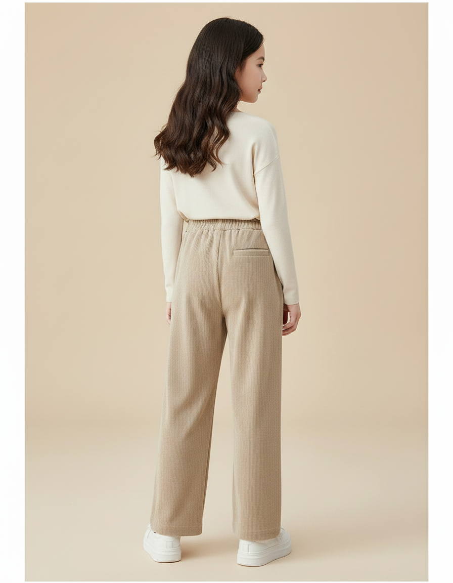 Pantalon Velours Beige Côtelé Ample Enfant Hiver - vue 2