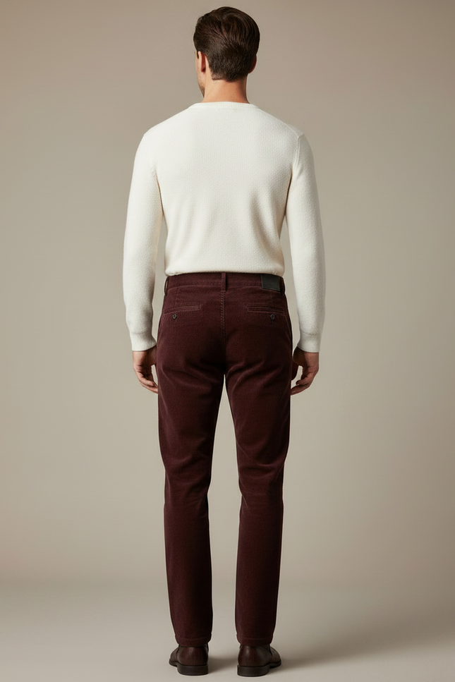 Pantalon Velours Homme Bordeaux - Cordé - vue 2