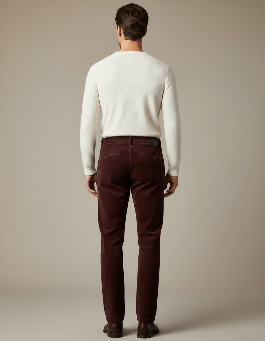 Pantalon Velours Homme Bordeaux - Cordé - vue 2