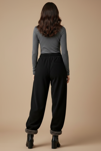 Pantalon Velours Noir Ample Côtelé Doublé Chaud - Cordé - vue 2