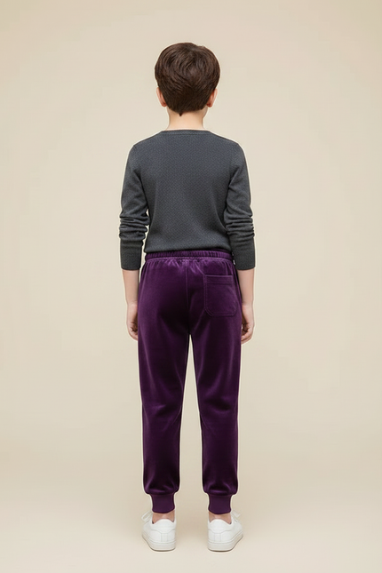 Pantalon Velours Violet Doux Enfant Garçon Jogging - vue 2