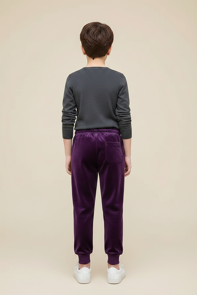 Pantalon Velours Violet Doux Enfant Garçon Jogging - vue 2
