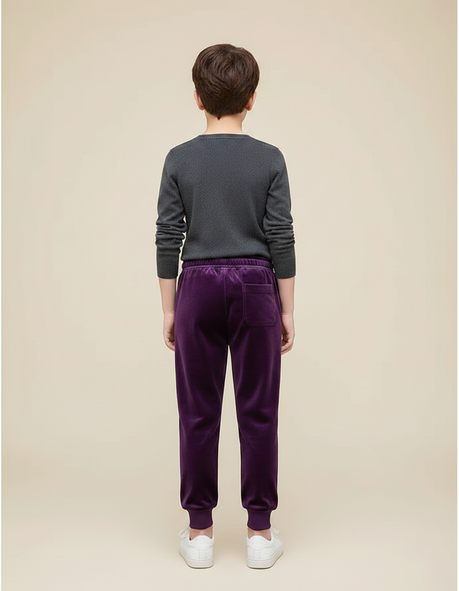 Pantalon Velours Violet Doux Enfant Garçon Jogging - vue 2