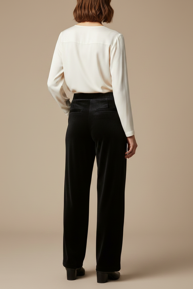 Pantalon Velours Lisse Noir Femme - vue 2
