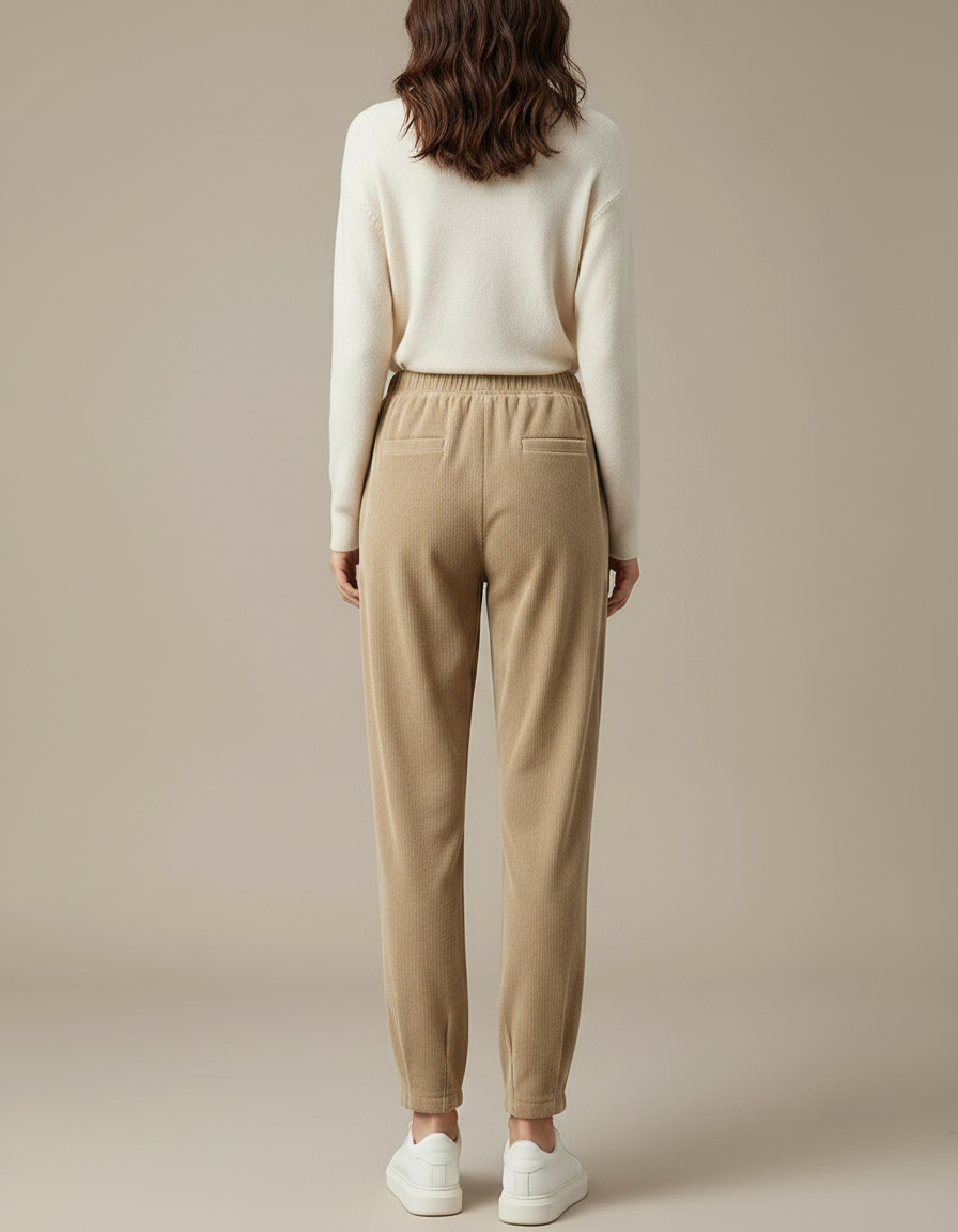 Pantalon Velour Cotelé Beige - Cordé - vue 2