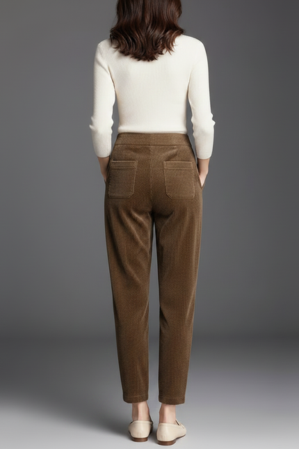 Pantalon Velours Milleraies Femme - Marron - vue 2