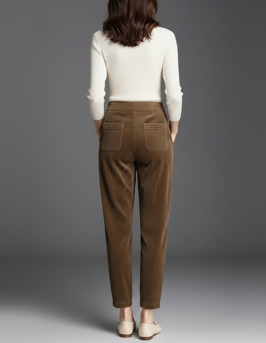 Pantalon Velours Milleraies Femme - Marron - vue 2