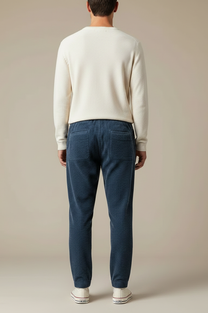Pantalon Velours Côtelé Bleu Décontracté Homme - Cordé - vue 2