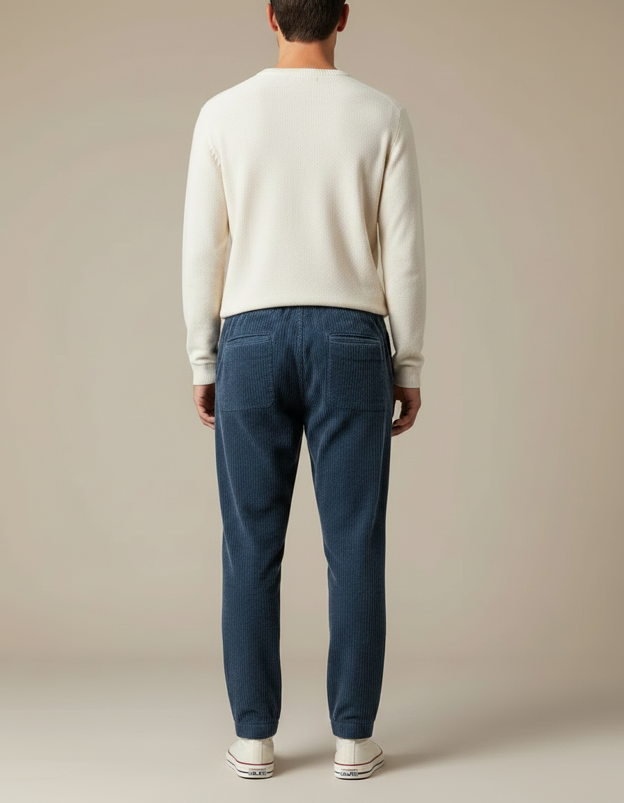 Pantalon Velours Côtelé Bleu Décontracté Homme - Cordé - vue 2