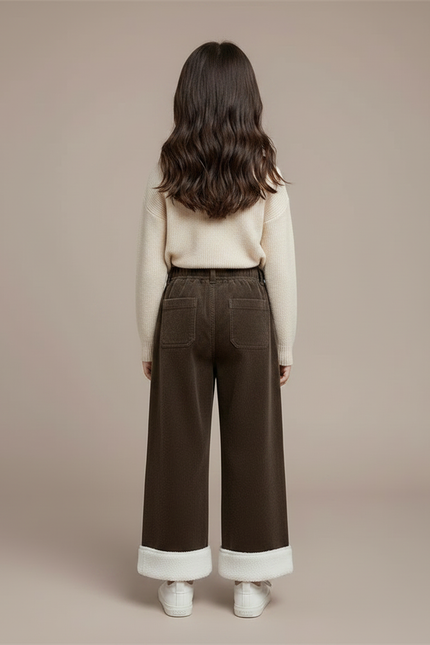Pantalon Velours Marron Ample Doublé Chaud Enfant - vue 2
