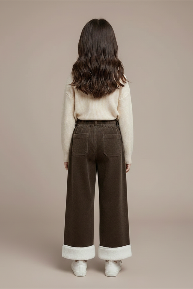 Pantalon Velours Marron Ample Doublé Chaud Enfant - vue 2