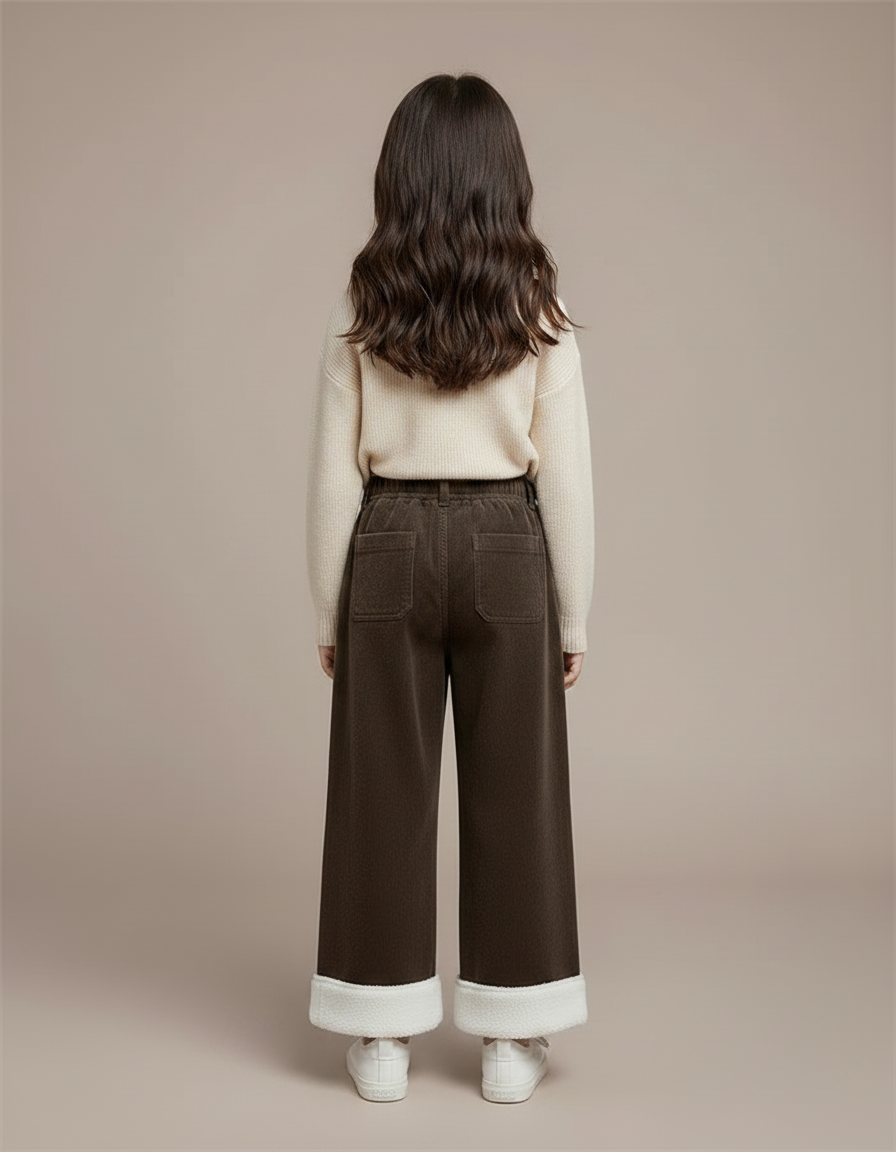 Pantalon Velours Marron Ample Doublé Chaud Enfant - vue 2