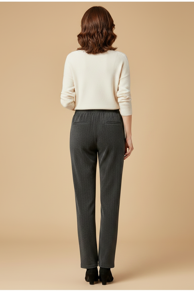 Pantalon Velours Droit Gris Chiné Élastique Décontracté Femme - vue 2