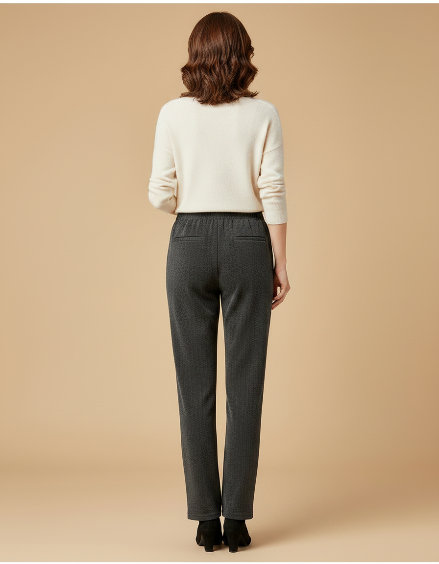 Pantalon Velours Droit Gris Chiné Élastique Décontracté Femme - vue 2
