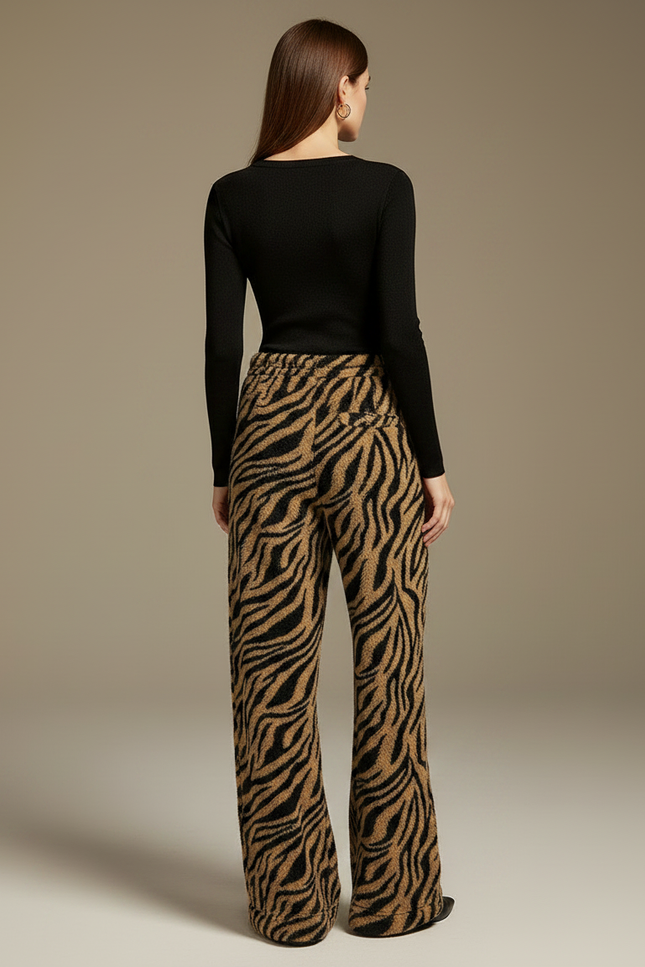 Pantalon Velours Zèbre Ample Confortable Femme - Imprimé - vue 2