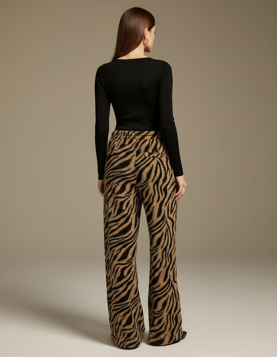 Pantalon Velours Zèbre Ample Confortable Femme - Imprimé - vue 2