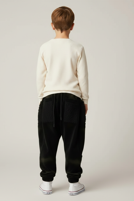Pantalon Velours Noir Côtelé Harem Garçon - Cordé - vue 2