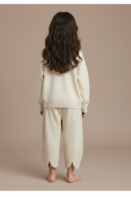 Pantalon Velours Beige Ample Fille Rétro Côtelé - vue 2
