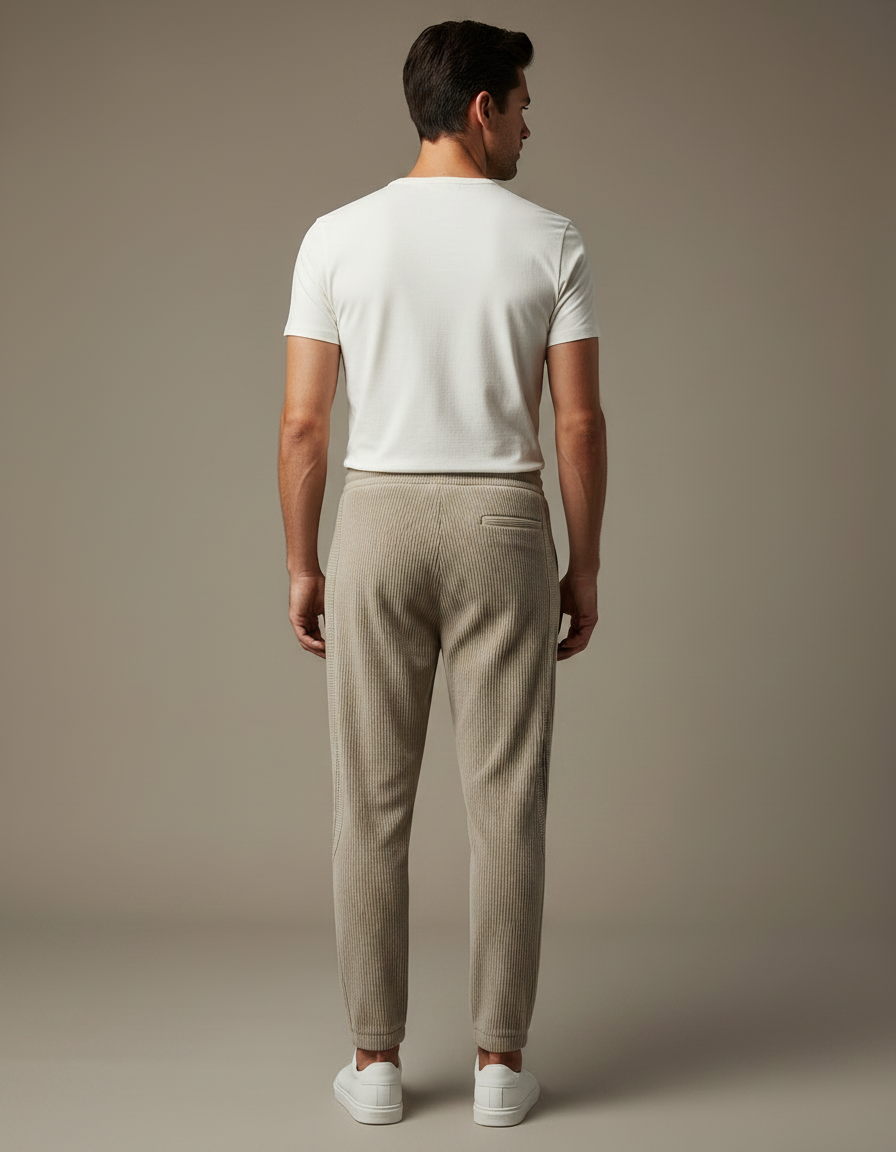 Pantalon Velours Côtelé Beige Décontracté Homme Cordon - Cordé - vue 2
