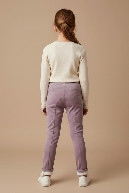Pantalon Velours Mauve Enfant Fille Doux Hiver - Violet Molleton - vue 2
