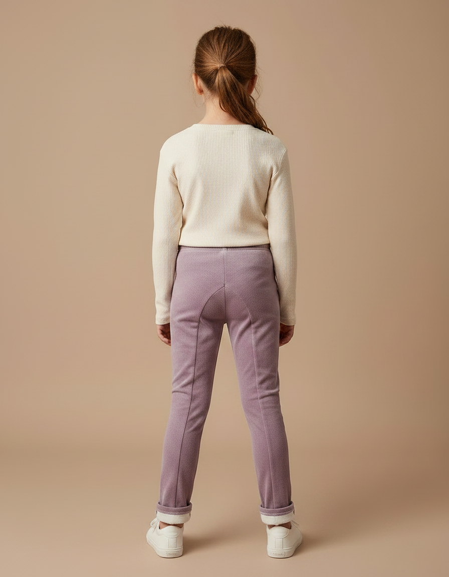Pantalon Velours Mauve Enfant Fille Doux Hiver - Violet Molleton - vue 2