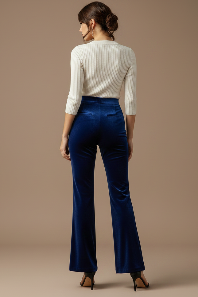 Pantalon Velours Flare Femme - Bleu - vue 2