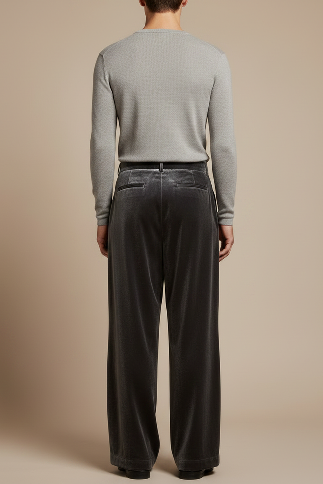 Pantalon Velours À Pinces Homme - Gris - vue 2
