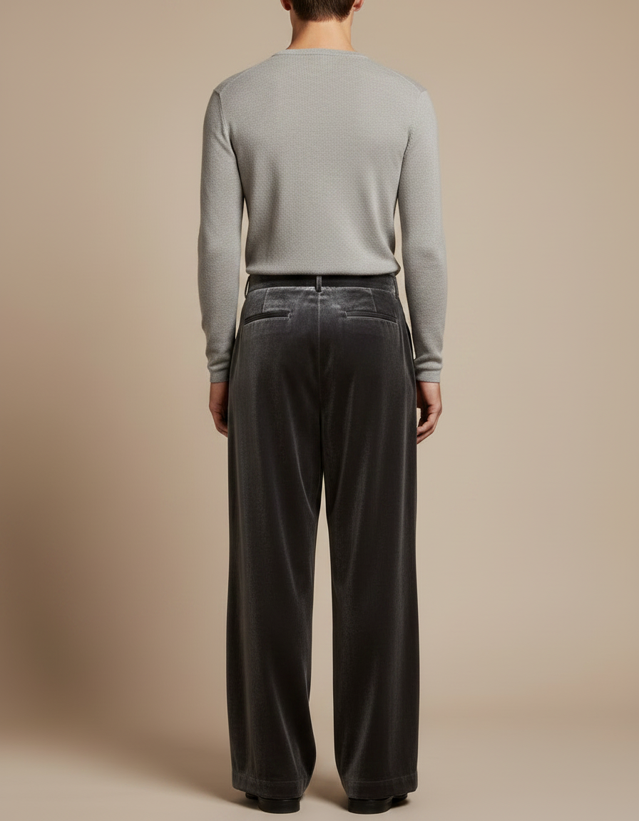 Pantalon Velours À Pinces Homme - Gris - vue 2