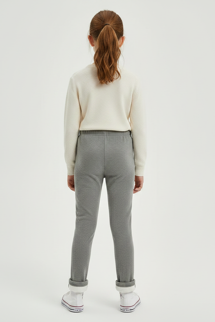 Pantalon Velours Gris Chiné Fille Chaud Hiver - Molleton - vue 2