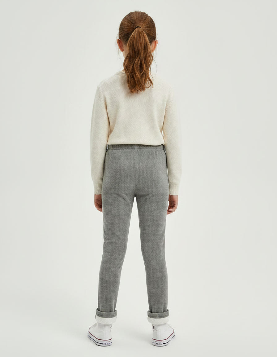 Pantalon Velours Gris Chiné Fille Chaud Hiver - Molleton - vue 2