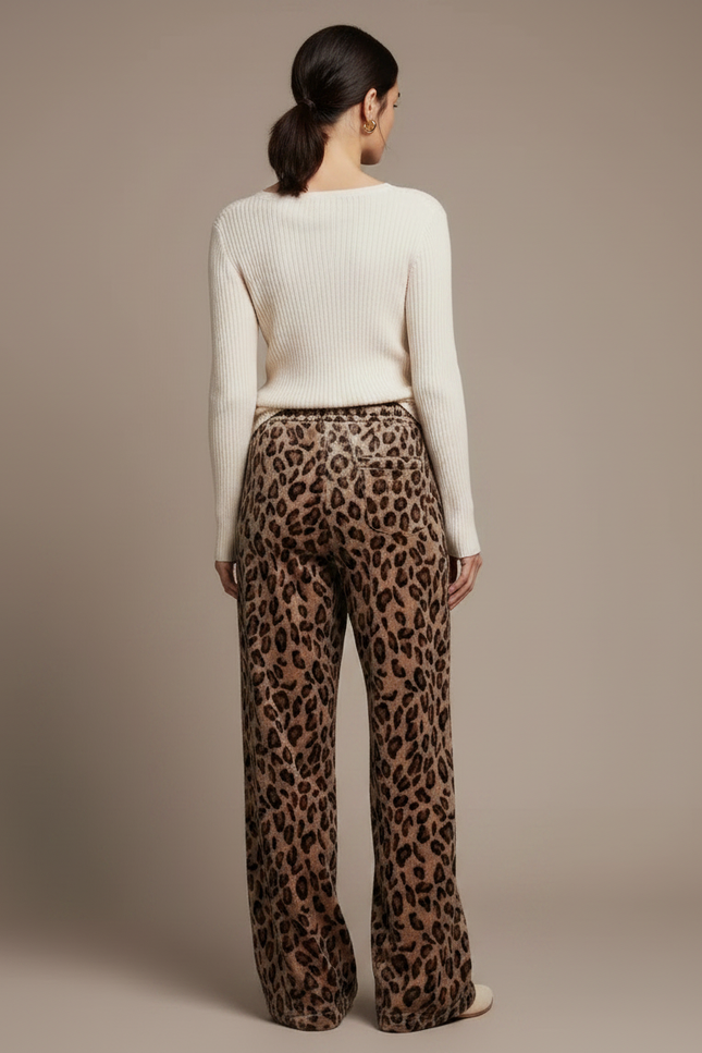 Pantalon Velours Léopard Confortable Ample Femme Hiver - Imprimé - vue 2