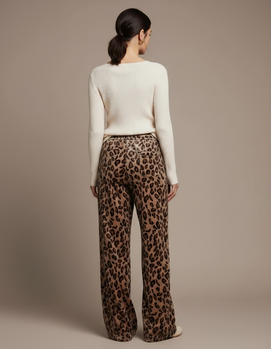 Pantalon Velours Léopard Confortable Ample Femme Hiver - Imprimé - vue 2