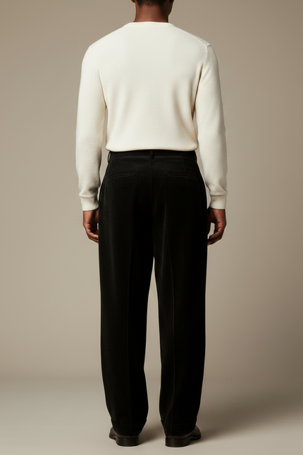 Pantalon Velours Homme Noir Pince - Cordé - vue 2