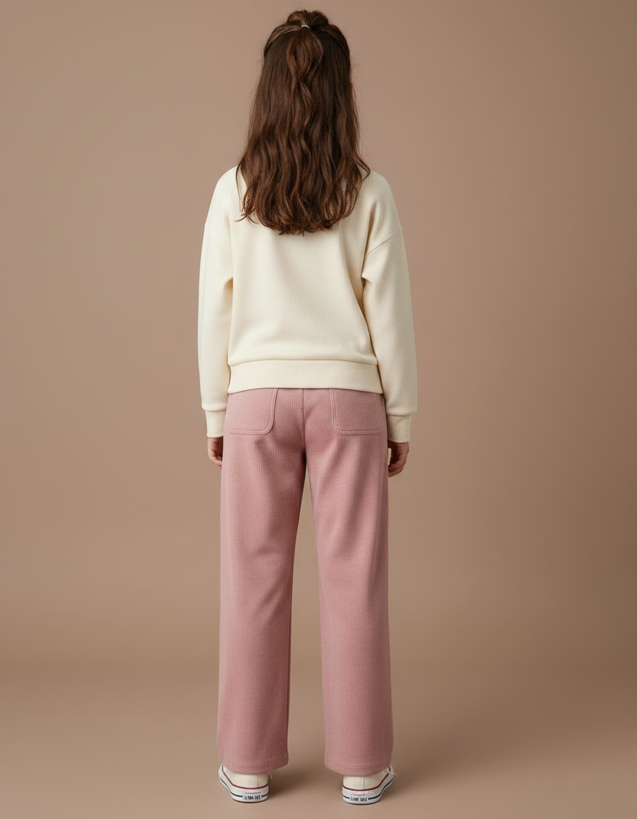 Pantalon Velours Rose Côtelé Ample Imprimé Chat - Cordé - vue 2