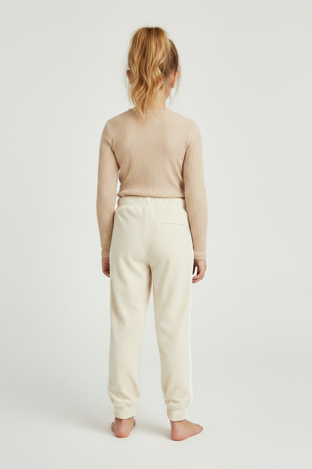Pantalon Velours Crème Jogger Rayures Latérales Enfant - Beige - vue 2