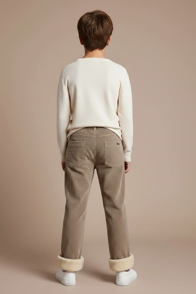 Pantalon Velours Côtelé Doublé Chaud Enfant Beige - Cordé - vue 2
