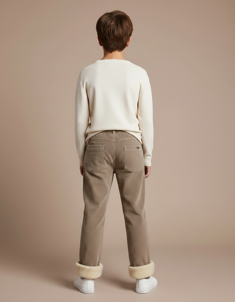 Pantalon Velours Côtelé Doublé Chaud Enfant Beige - Cordé - vue 2