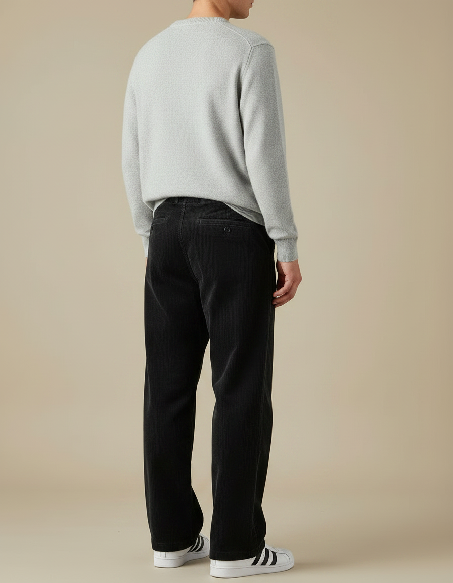 Pantalon Velours Battle Homme - Noir Cordé - vue 2
