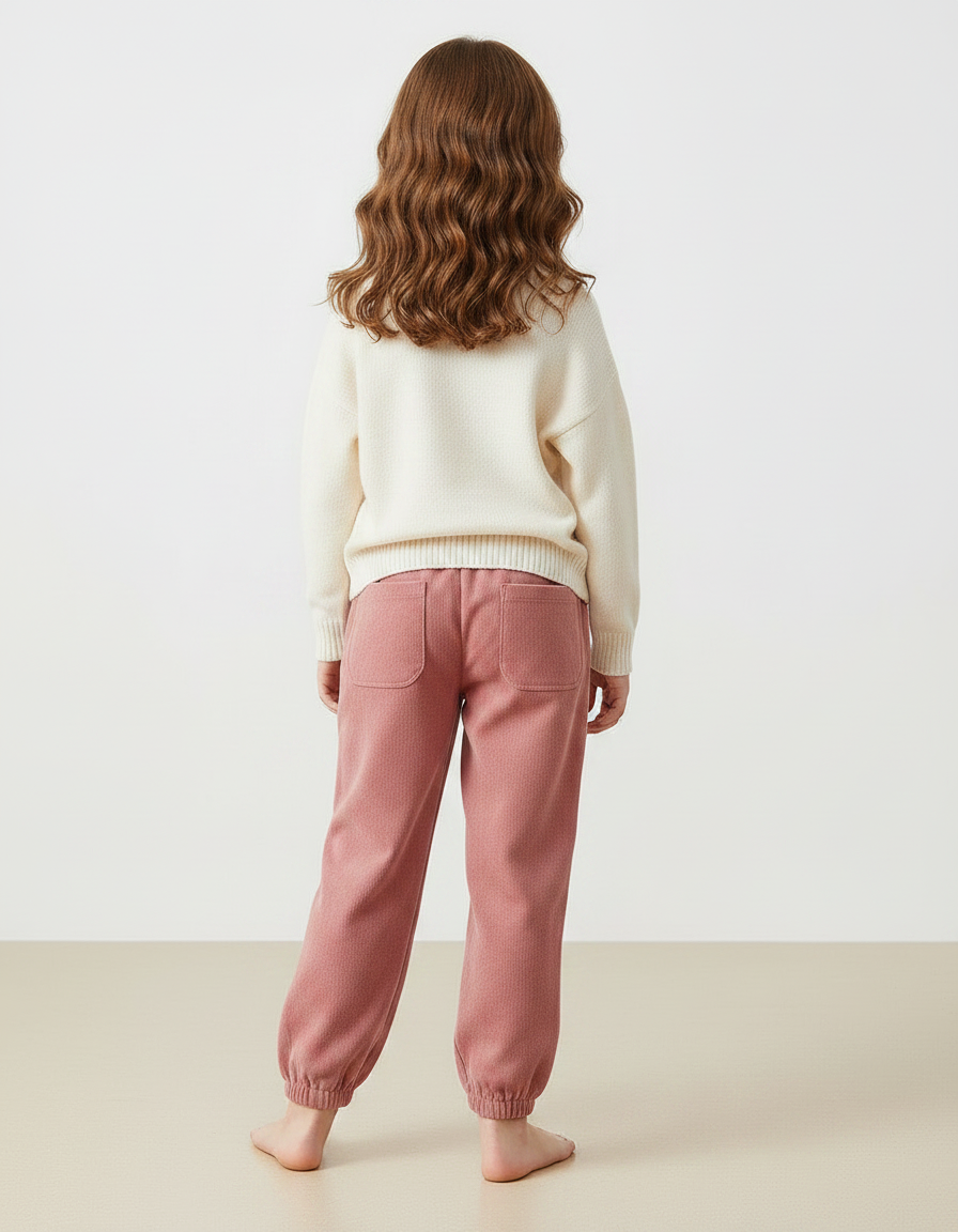 Pantalon Velours Rose Côtelé Ample Brodé Enfant - Cordé - vue 2