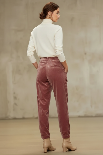 Pantalon Velours Pour Femme - Rose - vue 2