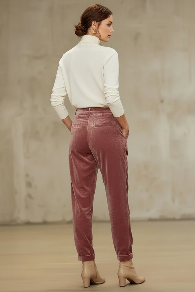 Pantalon Velours Pour Femme - Rose - vue 2