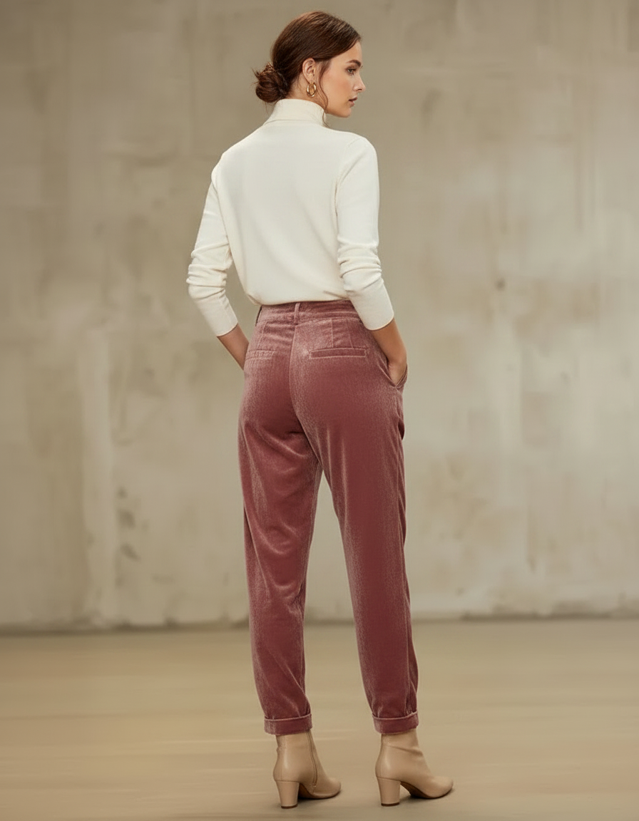 Pantalon Velours Pour Femme - Rose - vue 2