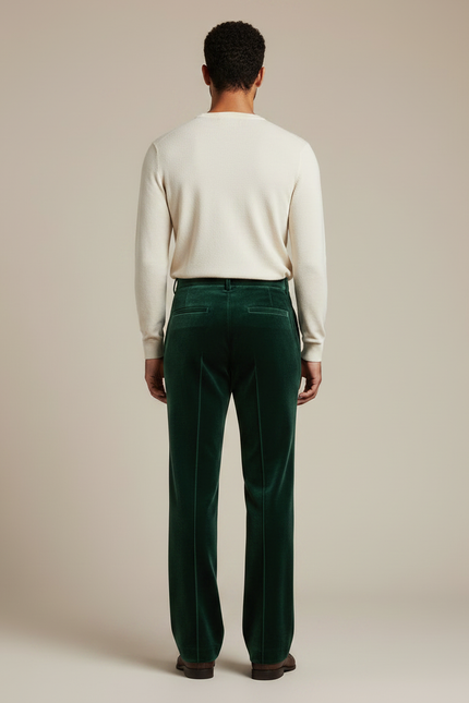 Pantalon Velours Vert Émeraude Homme Large Élégant - vue 2