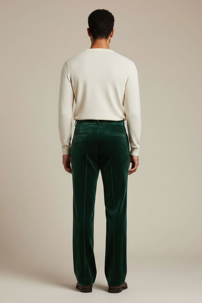 Pantalon Velours Vert Émeraude Homme Large Élégant - vue 2