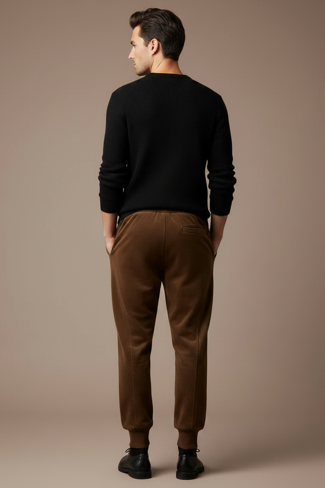 Pantalon Velours Marron Jogger Confortable Homme - vue 2