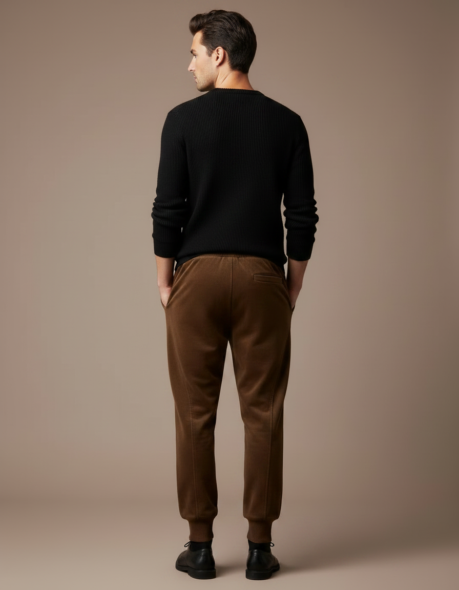 Pantalon Velours Marron Jogger Confortable Homme - vue 2