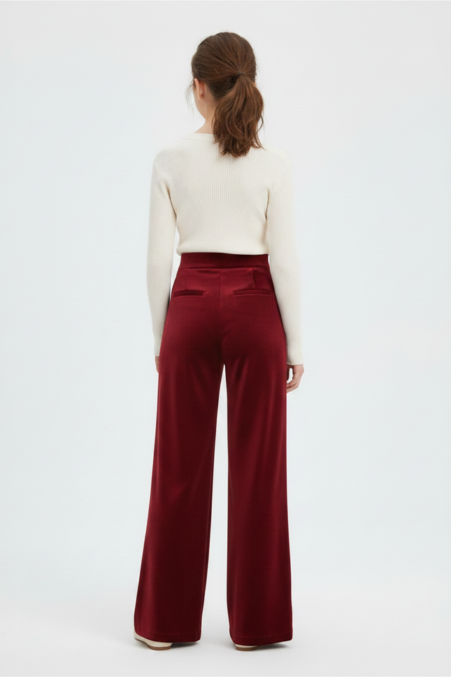 Pantalon Velours Bordeaux Droit Ample Épais Femme - vue 2