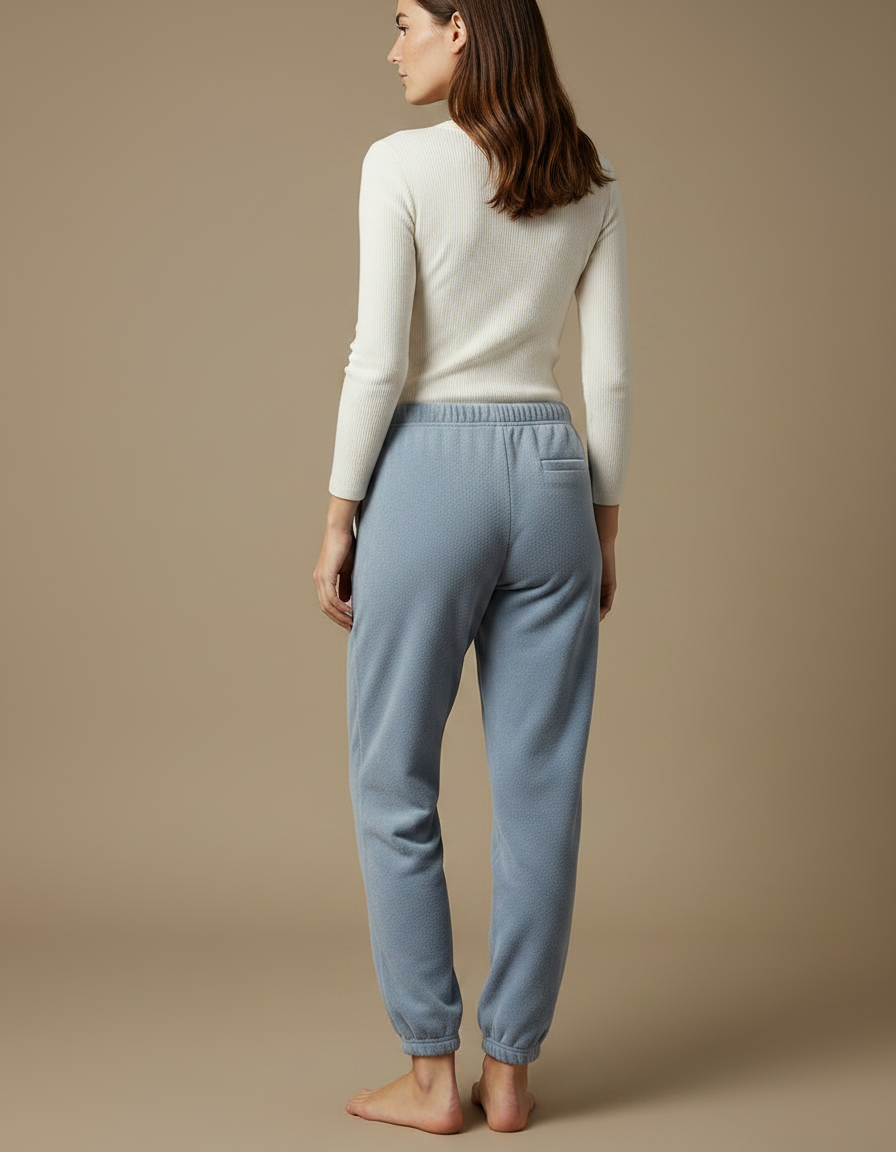 Pantalon Velours Bleu Doux Confortable Élastique Femme - vue 2